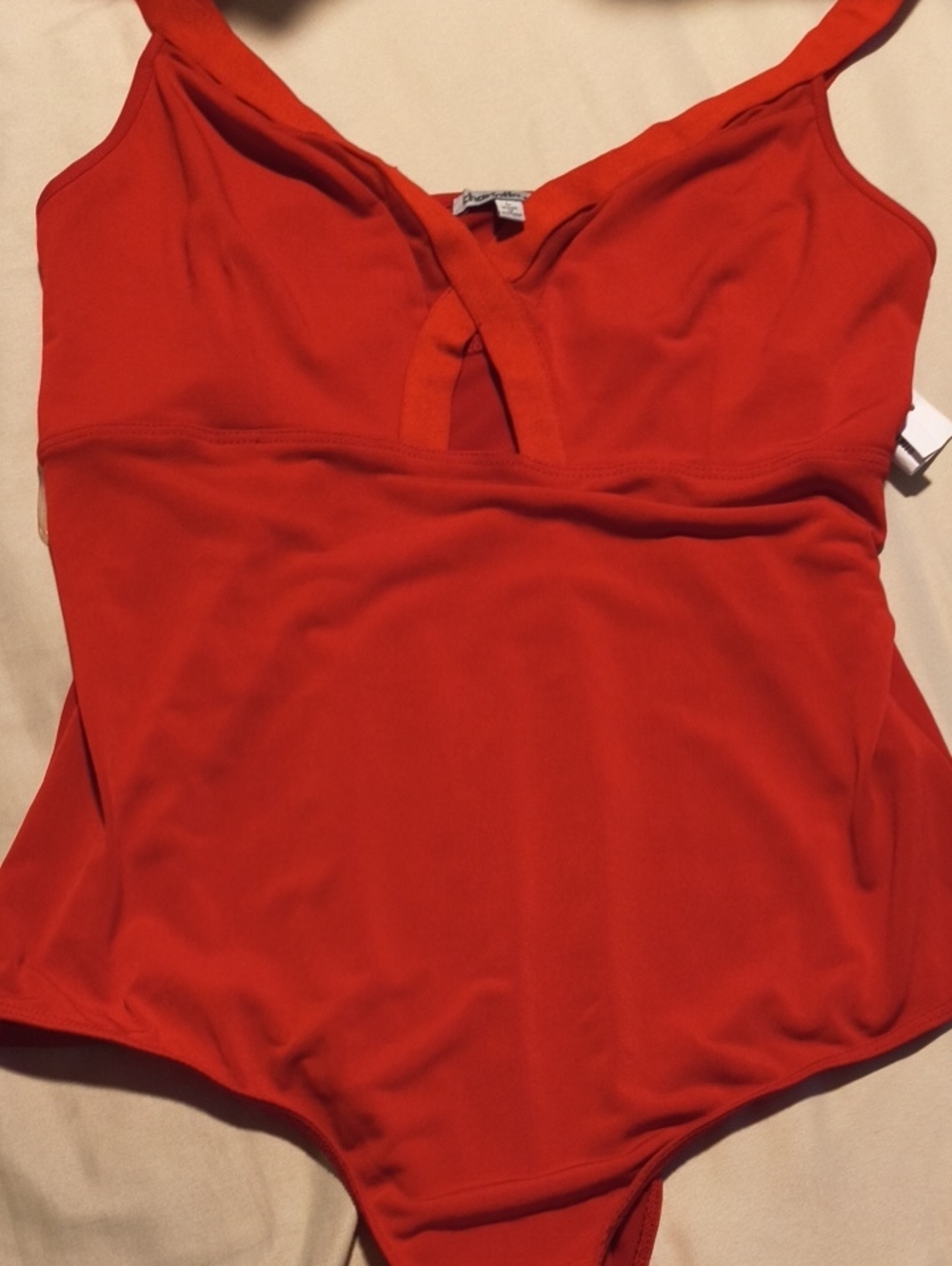 Charlotte Russe Orange-Red V-Neck Tank Bodysuit